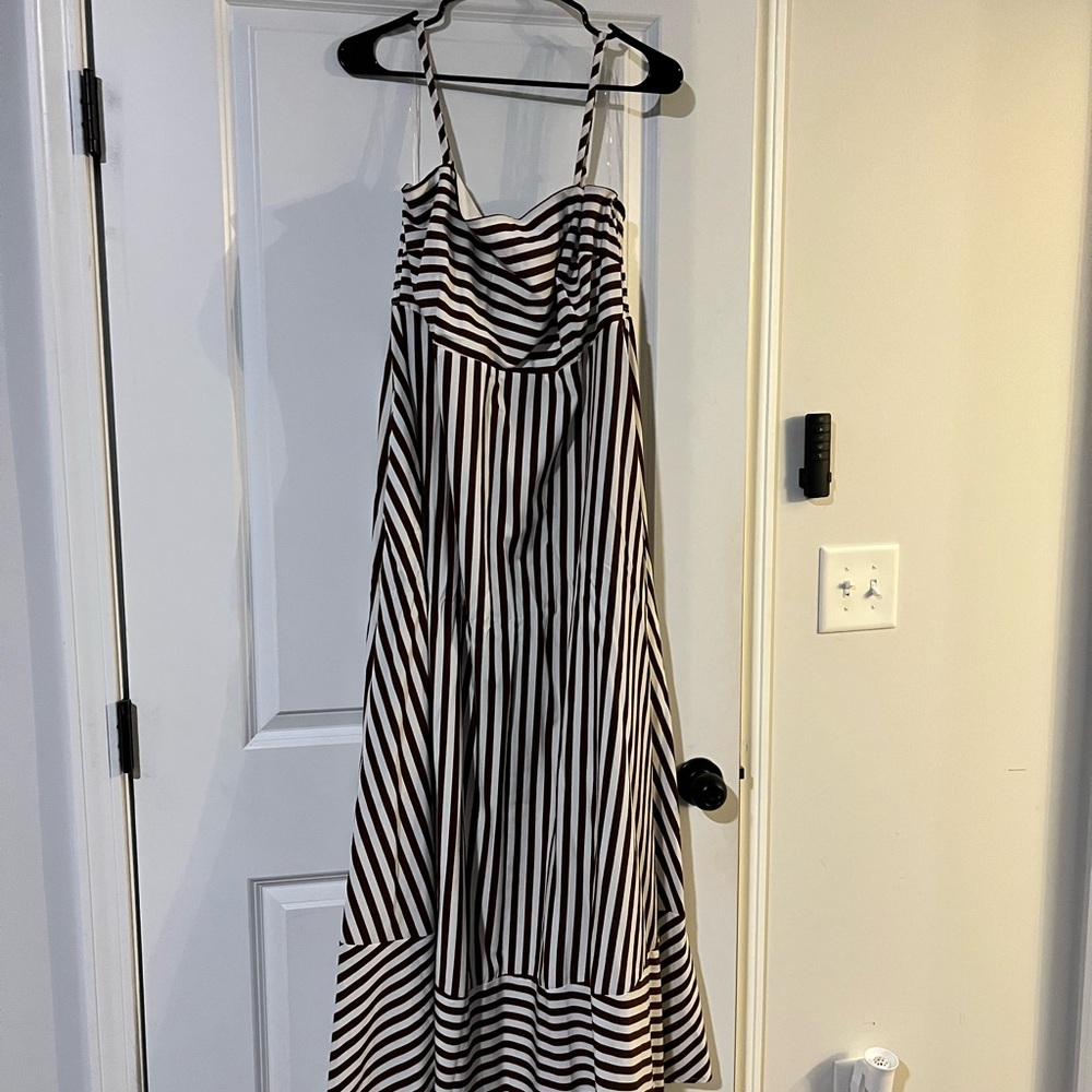 Striped Brown and White Maxi Dress